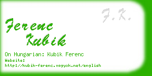 ferenc kubik business card